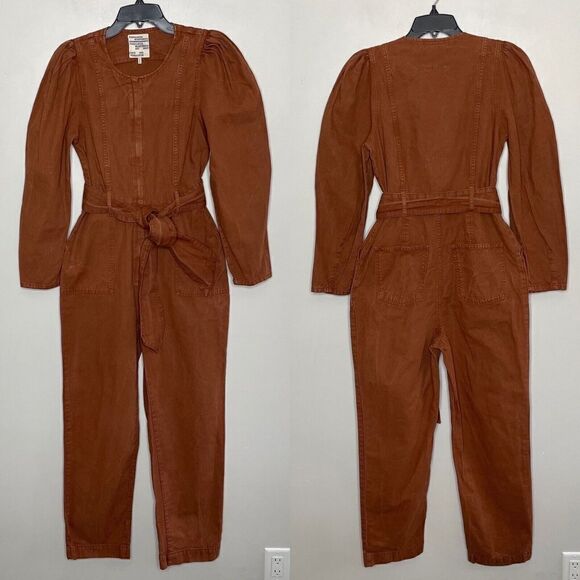BAUM UND PFERDGARTEN Womens Noralee Jumpsuit Russet-Brown Cotton-Linen Denim 2 - Picture 5 of 13
